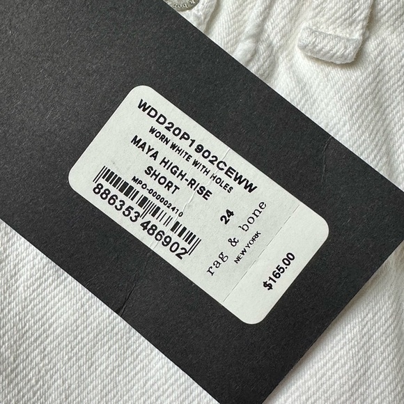 NWT rag & bone Maya White Denim Shorts Size 24 High Rise Distressed Raw Hem - Picture 4 of 15